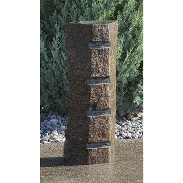 Real Stone Fountains ABBC920 Basalt Fountain Kit - Carved Stripe Fountain Blue Thumb